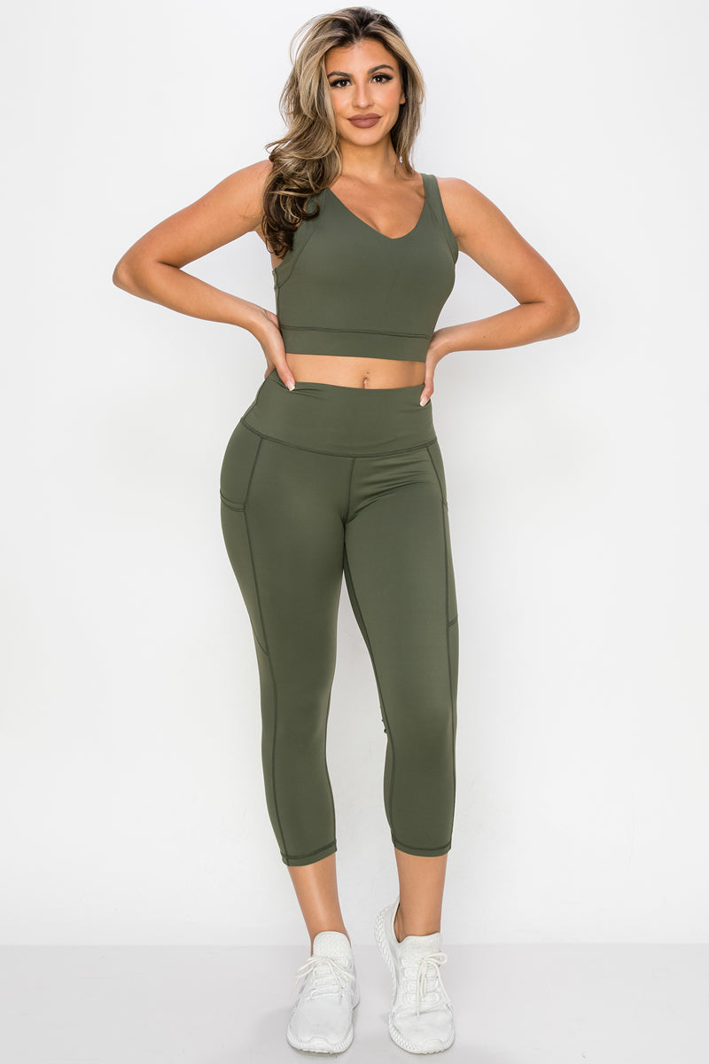 Army green capri clearance leggings