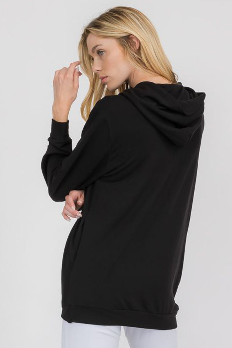 Black hoodie without online strings